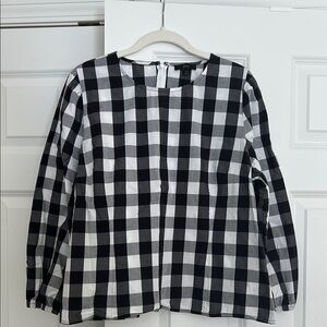 Black and White Checkered Blouse by J. Crew